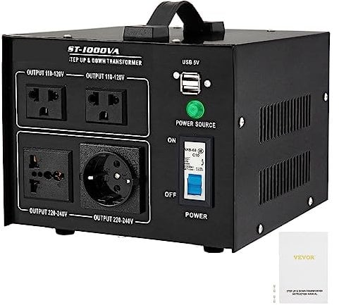 Step Up Down Transformer Voltage Converter 1000W 2000W 3000W 5000W With 4 AC Outlets & USB Jack For Electrical Appliances (Color : 1000W, Size : 1)