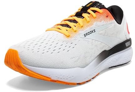 Brooks Men’s Ghost 16 Neutral Running Shoe, White/Illusion/Coral, 41 EU