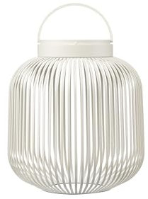 blomus LED Laterne LITO | Mobile Akku Outdoor Leuchte aus hochwertigem Eisen | Farbe Silk Gray | Größe M | 28L x 28B x 30H cm | 3 Lichtfarben | Dimmbar per Touch | Spritzwassergeschützt IP54