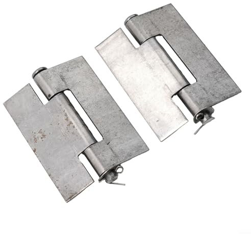 Bisagra soldada de metal pesado para puerta, construcción de acero plano doble, color plateado, paquete de 2 (83 x 66 mm)