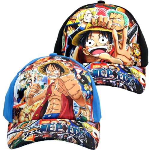 LKNBIF Anime Baseball Kappe 2 Stück Baseballkappen Anime Verstellbare Baseballmütze Unisex Baseball Cap für Jungen und Mädchen Outdoor Running Freizeit, 48-54CM