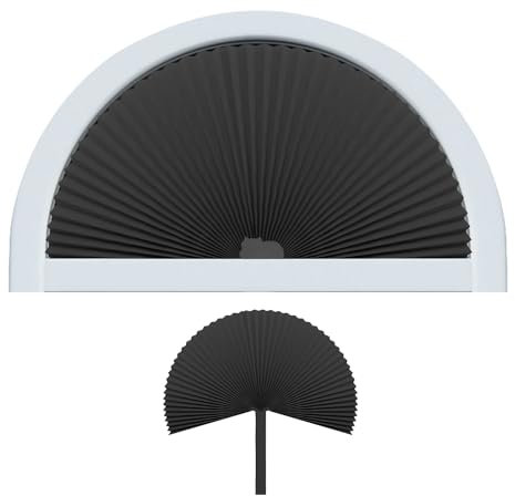 Generic Half Circle Window Shades Easy Install White Arch Pleated Blinds Filtering Light Fit Prefect for Half Moon Arch Windows 36-72 (Nonwoven + Aluminum Film, Anthracite), Charcoal Black