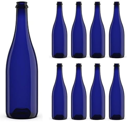 Firmadigaranzia srl 40 PZ - BOTTIGLIA EMILIANA BLU PER VINO E SPUMANTE PROSECCO 750 ML COLORE UVAG blu - BOTTIGLIA PER VINI VUOTA PREGIATI PER TAPPI SUGHERO E PLASTICA
