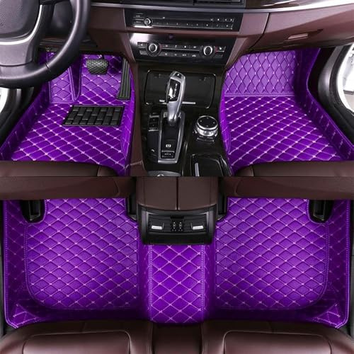 GDDUOYUE Benutzerdefinierte Auto Fußmatten passend für 99% All Weather Diamond Luxus Lederteppich, Wasserdicht Anti-Rutsch Automobil, Volle Abdeckung Schutz Bodenbelag Personalisierte,Lila