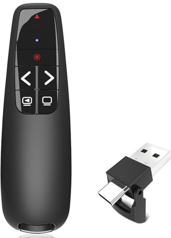 [2 in 1 USB Type C ] Puntatore Presenter Wireless per Presentazioni, Telecomando PowerPoint, Presenter Penna Clicker per Slide su Computer, adatto a PPT, Prezi - Batterie non incluse