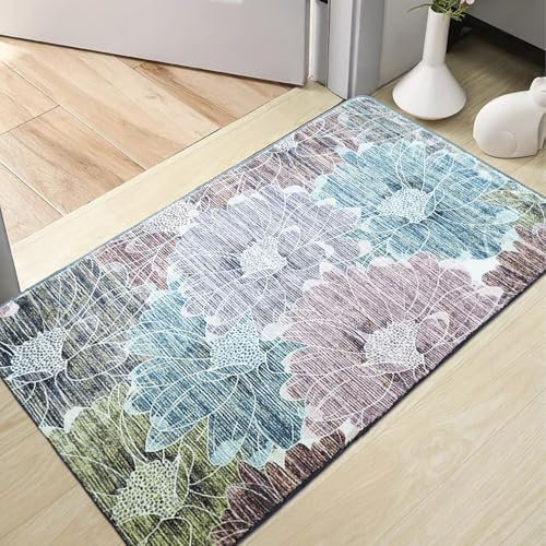 Terafeels Teppiche Schmutzfangmatte Innen rutschfeste Fußmatte Maschinenwaschbare Robust Fussmatte Saugstarke Türmatte Home Waschbarer Teppich Wohnzimmer Schlafzimmer Größe: 60x100 cm, 04060