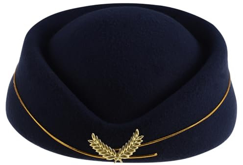 Warmhm Kostü Hut Für Flugbegleiterinnen Stewardess Cap Navy Größe 56 Für Cosplay Und Bühnenaufführungen Elegante Kopfbedeckung Für Damen