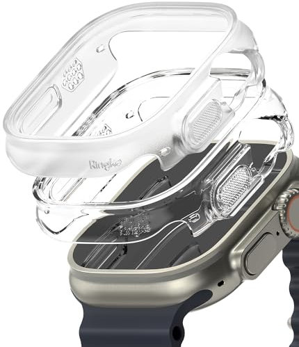 Ringke Slim Compatible con Protector Apple Watch Ultra 2 y Protector Apple Watch Ultra (49mm) Tecnología Anti-amarillea, Funda Sólida Transparente + Case Adicional - Clear & Alpine Clear