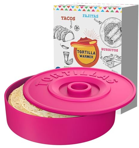 A TODA LECHE Mexican Tortilla Warmer - Tortilla Holder for Keeping Tortillas Warm - Tortilla Keeper for Taco Tuesday - Fajita Set - Burritos - Mexican Tacos - 8,5 inch (Pink)