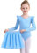 Comfyouth Ballettkleidung Mädchen Langarm Ballerina Turnanzug mit Abnehmbarem Rock Glitzer Ballettkleid Tanzkleid Kinder Ballett Trikot 2-11 Jahre