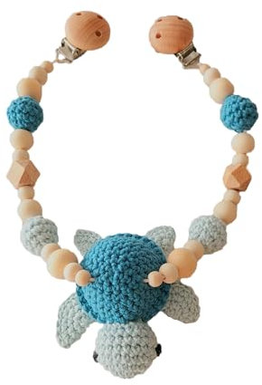 Kinderwagenkette Schildkröte gehäkelt (Blau)