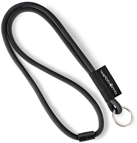 webbomb® Tubular Lanyard zweifarbiges Schlüsselband - rund weich und lang mit Sicherheitsverschluss und Schlüsselring als Schlüsselanhänger Key Chain für Ausweis Handy Schlüssel (schwarz)