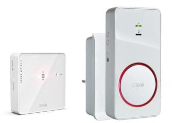 m-e Funk-Klingel Weiterleitung | Erweiterbare kabellose Türklingel | Bestehende Klingelanlage in Funkklingel umwandeln | Set mit verschiedenen Empfängern | Türglocke für batteriebetriebenen Betrieb