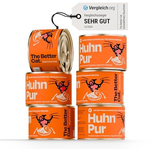 The Better Cat - Getreidefreies Nassfutter mit extra hohem Fleischanteil - Premium Katzenfutter ohne Getreide und ohne Zucker (200g, Huhn)