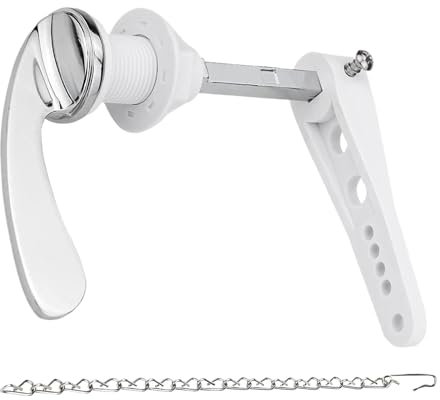 Toilet Flush System Replacement - Toilet Cistern Flush Parts | Toilet Handle Replacement | Toilet Handles | Toilet Cistern Lever Arm with Chain| Toilet Wc Cistern Flush Lever White
