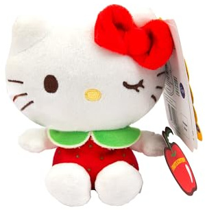 Hello Kitty Macedonia Scented Plush, 12cm Red Dress Wink, Cute Hello Kitty Character in Red Dress, Scented Soft Toy, Official Licensed Merchandise, for Fans, Suitable for Ages 4+
