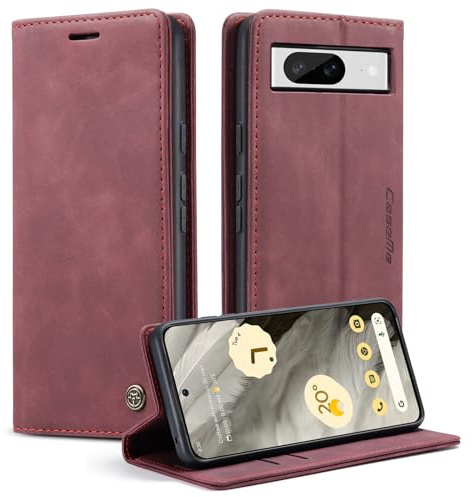 Monweicz Handyhülle für Google Pixel 8 Hülle Premium Lederhülle Klappbar Flip Case Tasche Magnet Kartenfach Standfunktion Klapphülle Schutzhülle für Google Pixel 8 - Weinrot