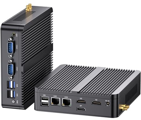 Thdeukoty Industrie Mini PC N100, Vorinstalliertes Win 11 Pro, 12th Alder Lake N100 (3.4GHz), 8G DDR4 RAM 128G Pcie M.2 SSD, WIFI6/BT5.2/USB3.0/RJ45/VESA/COM Anschlüsse, Lüfterloser Computer