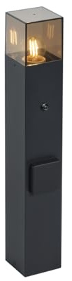 Qazqa Modern außen Pollerleuchte, Wegeleuchte, Pollerlampe für den Garten - Denmark - Schwarz mit Rauchglas, max. 15W, Geeignet für LED, 50cm, IP44
