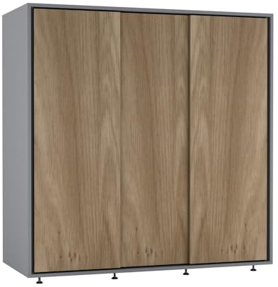 URBNLIVING 120cm Kids Sliding Wardrobe with 3 Smooth-Glide Doors, Integrated Hanging Rail, Space-Saving Compact Closet, Child-Safe Design for Nurseries & Children’s Bedrooms