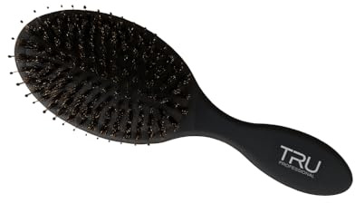 Tru Pneumatik Oval Brush (1er Pack) - Haarbürste mit Wildschweinborsten und Nylonstiften, für Extensions und Naturhaar, geeignet für alle Haartypen, verleiht seidigen Glanz