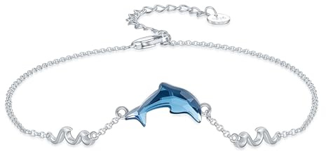WINNICACA Damen Fußkettchen Opal Silber 925 Delfin Fußkettchen Ozeanschmuck Geschenke für Frauen Freundin