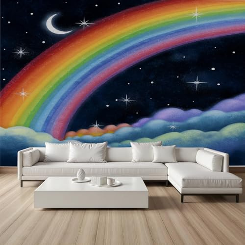 Regenbogen Wolke Fototapete Tapete Sternenhimmel Sterne Mond