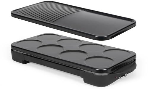 Livoo - Appareil 2 en 1 crêpière et plancha grill DOC349N - 1500W, 2 plaques amovibles, sans PFAS, accessoires inclus, Noir