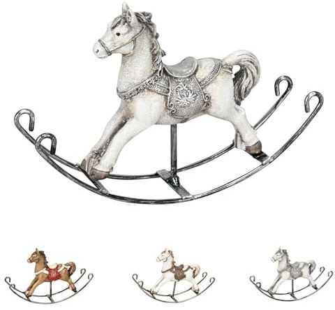 NETPROSHOP Deko Schaukelpferd fein gearbeitet Höhe ca. 12 cm Weihnachtsdeko, Farbe:Silber