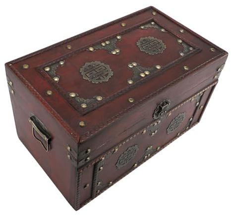 Beufee Antike Holz-Schmuckschatulle, Vintage-Schatztruhe, Schmuck-Organizer, Vintage-dekorative Truhe, Schmuckhalter für Bücher und Dokumente, Heimdekoration