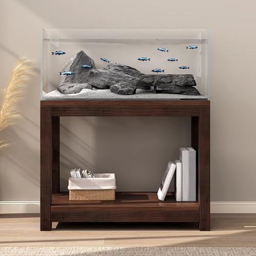 GMBAYUE 2-stöckiger Aquarium Tisch, Aquariumständer mit Aufbewahrungsregal, Aquarium Schrank, Schildkröten Terrarium Tisch, Großer Aquarienständer, Tragfähigkeit 600 kg(60x45cm/23.6x17.7in)
