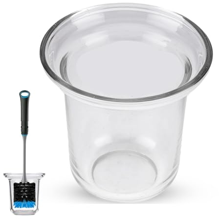 Toilettenbürstenschale Keine Löcher, WC-Bürstenhalter Glas Transparent, Eleganter Ersatz Bürstenhalter für Badezimmer & Gäste-WC, Klobürstenhalter Glas 11,5 x 11,4 x 8 cm,