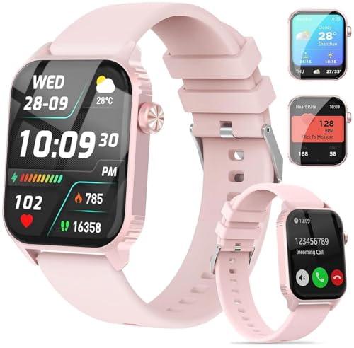 TRAUSI Smart Watches for Women Men, 1.83 inches HD Smartwatch with 120 Sports Modes, Heart Rate/Sleep Monitor, IP67 Waterproof, Bluetooth Call & Music Control for iPhone/Android (Light pink)