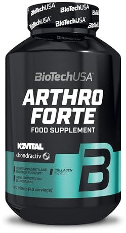 BioTechUSA Arthro Forte, Integratore alimentare in compresse con estratti vegetali, glucosamina, condroitina, MSM, polvere di cartilagine idrolizzata, vitamina C, 120 compresse