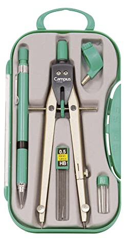 Campus College - Material Escolar - Compás BK-310 - Compás Escolar de Precisión con Adaptador Universal Color Verde