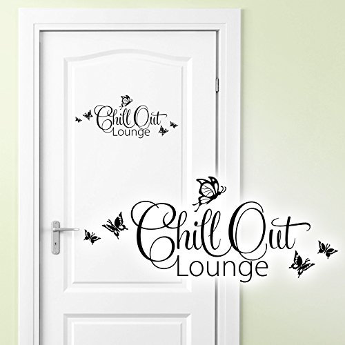 Grandora Wandtattoo Chill Out Lounge I dunkelgrau (BxH) 28 x 12 cm I Türaufkleber Schlafzimmer Kinderzimmer Sticker Aufkleber Wandaufkleber Wandsticker W882