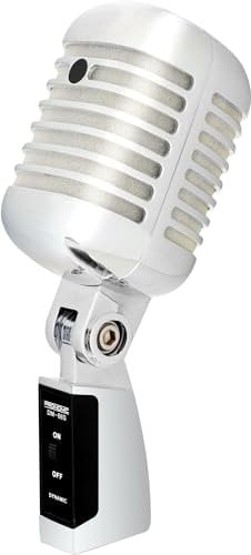 Pronomic DM-66S Mikrofon Dynamisches Vintage Gesangsmikrofon Retro Vocal Mikrofon (Frequenzgang: 50-16.000 Hz, Stabiles Druckgussgehäuse) Silber/Weiß