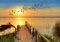 LYSCO XXL Poster 100 x 70cm (S-849) Steg am Meer mit Boot und Vögeln bei Sonnenschein (Lieferung gerollt!)