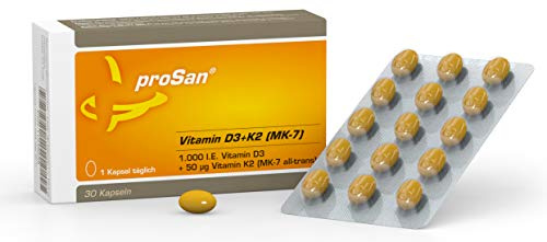 proSan Vitamin D3+K2 [MK-7] (Monatspackung: 30 Kapseln)
