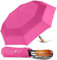 Lejorain Regenschirm, 137 cm, automatisches Öffnen, zusammenklappbar, Golfgröße und 210T Dupont-Teflonbeschichtung, belüftet, winddicht, Doppelbaldachin, Rosered, Closed length:15.25inches