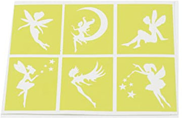 Tattoo Schablonen SET Kinder Feen 6 Schablonen Glitzertattoos Selbstklebend Airbrush Fee