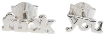 Fuck You Sterling Silber Ohrstecker Ohrringe - Geburtstagsgeschenk - Weihnachtsgeschenk - Handgefertigte Geschenkideen für Frauen