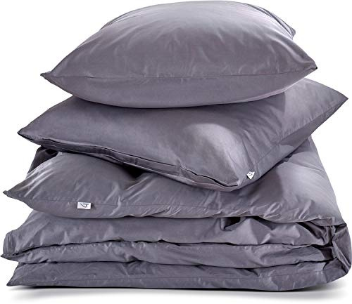 herzbach home Premium Mako-Satin Bettwäsche Kopfkissenbezug aus 100% Baumwolle (40 x 80 cm, Anthrazit)