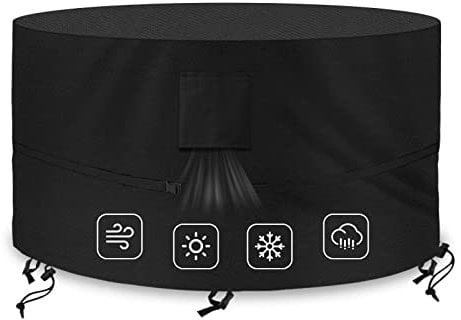 Kovshuiwe Ø128X70CM Housse de Protection Table Ronde de Jardin,Ronde Housse Protection,Ronde Jardin,420D Oxford Bache Table Jardin Ronde,Tissu Oxford 420D Housse de Protection pour Table Ronde