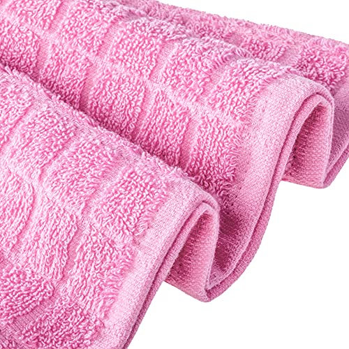 1 Stück Premium Frottee Geschirrtuch 40x64 cm in Uni/Rosa kariert von StickandShine / 100% Baumwolle