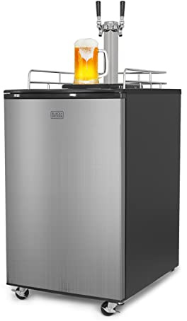BLACK+DECKER Beer Kegerator, 6.1 Cu. Ft. Extra Large Capacity Draft Beer Machine for Home with Double Tap & 2-Shelf Fridge