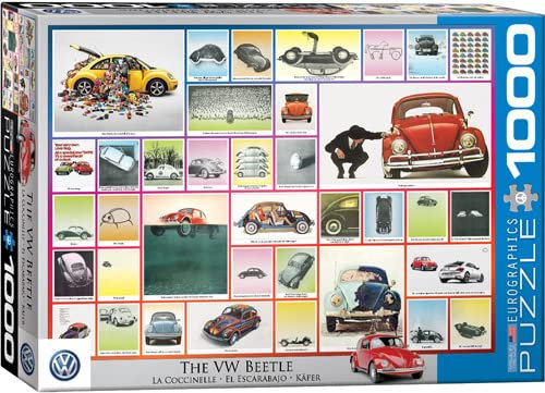VW Käfer Werbung im Wandel der Zeit - 1000 Teile Puzzle im Format 68x48 cm + Deluxe 3er Set Puzzle Zubehör