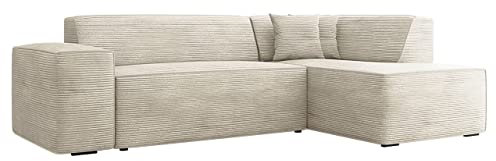 Mirjan24 Ecksofa Lordin Cord, Eckcouch, Polstersofa, Polsterecke, Couch, L-Form Sofa, Kissen-Set, Polstergarnitur, Wohnlandschaft, Farbauswahl (Poso 100, Seite: Rechts)