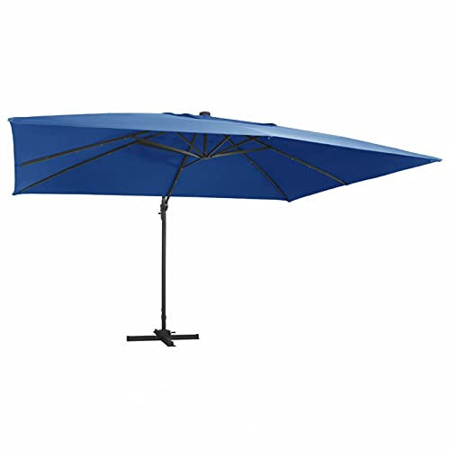 Tidyard Ombrellone a Sbalzo con Luce LED e Palo in Acciaio 400x300 cm,Ombrellone Decentrato,Ombrellone da Sole con LED 4x3 m,Ombrellone da Giardino,Patio,Piscina,Spiaggia,Mare,Terrazzo