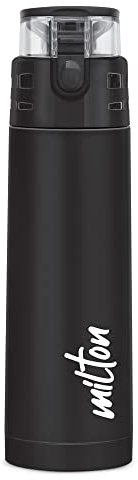 Milton Atlantis 600 Thermosteel Water Bottle 500 ml, 24 Hr Hot and Cold I Leak Proof Lid, ISI Certified I Vacuum Insulated I for Office, Gym, School I Black